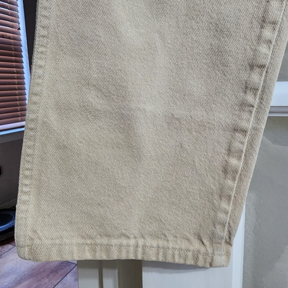 Vintage Wrangler USA Made Tan Beige Denim Jeans Men’s 34x38 Tall Straight Leg
